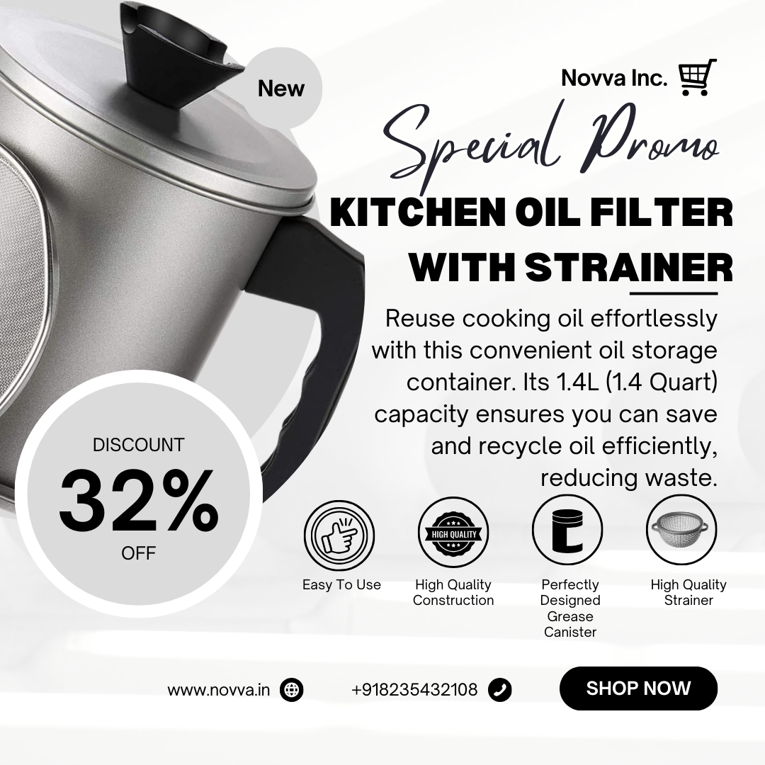 Kitchen Oil Filter Pot Container Grease with Strainer